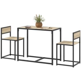 3-Piece Dining Room Set, Industrial Kitchen Table Set with Rectangular Table and 2 Dining Chairs, Oak (Option: Oak-1000x580x160 mm)
